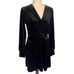 Halogen Stretch Velvet Faux Wrap Dress
